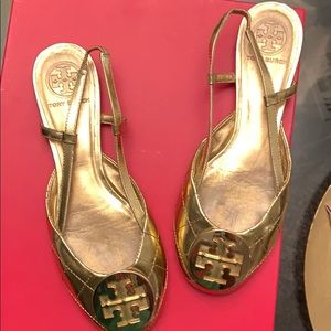 Like New Gold Miller Tory Burch flats!! 7 1/2
